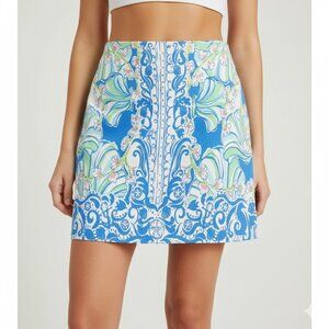 Lilly Pulitzer Tate Mini Skirt Bay Blue Coasting Size 2